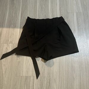 Express Black High-Waist Tie-Belt Women's Shorts